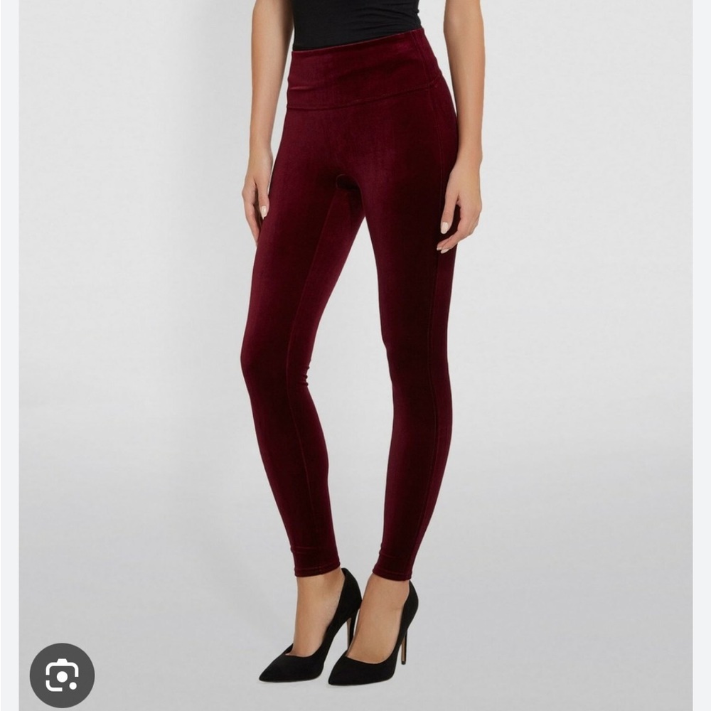 Spanx Burgundy Red Velvet Leggings Sz small